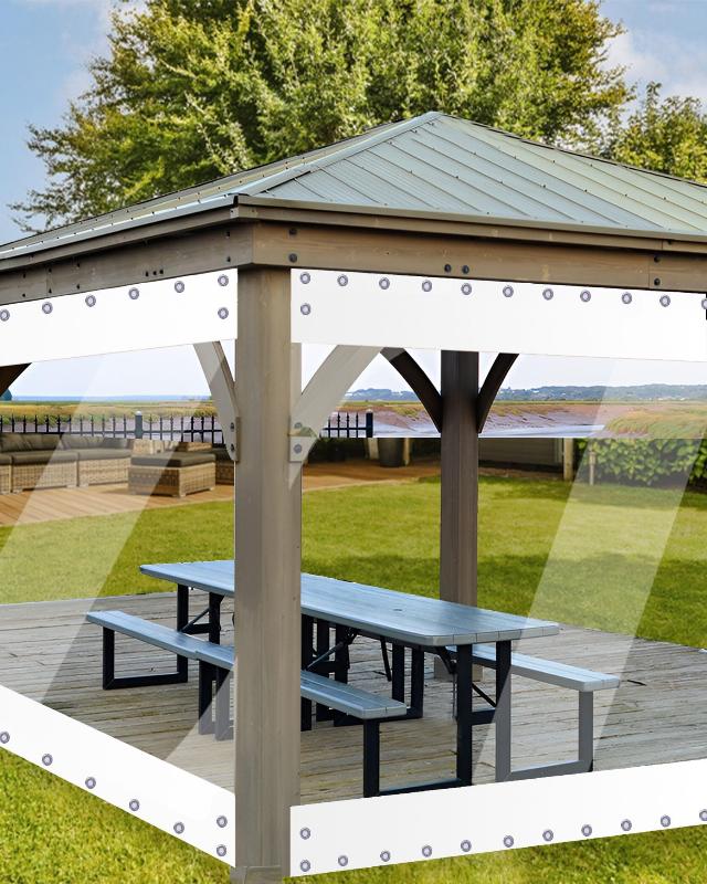8'H x15'W Outdoor Vinyl Curtain 20oz Super Weighted Clear Vinyl Patio Enclosure