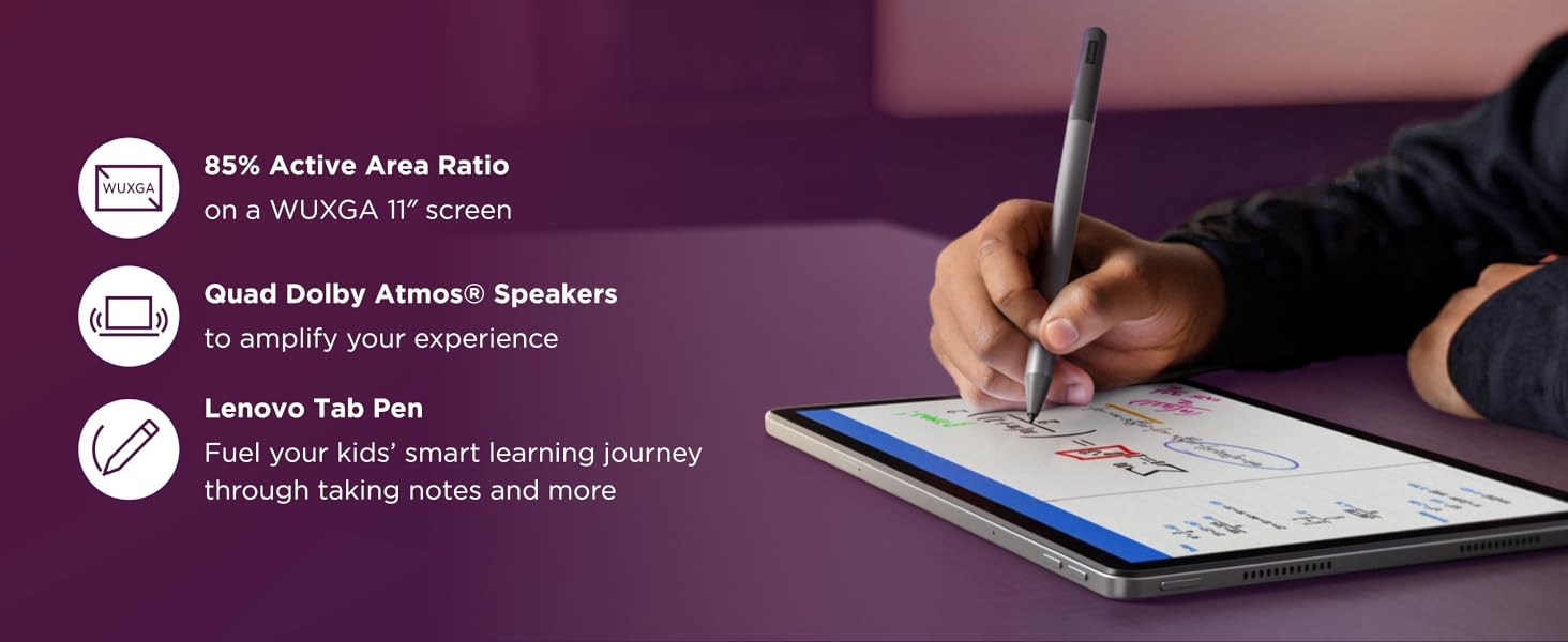 Lenovo Tab M11 drives superior performance with its G88 Octa-Core processor and 10 hours of battery