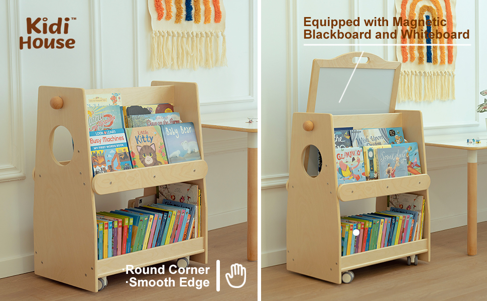 Double Side Magnetic Movable Easel Bookshelf Painting Board