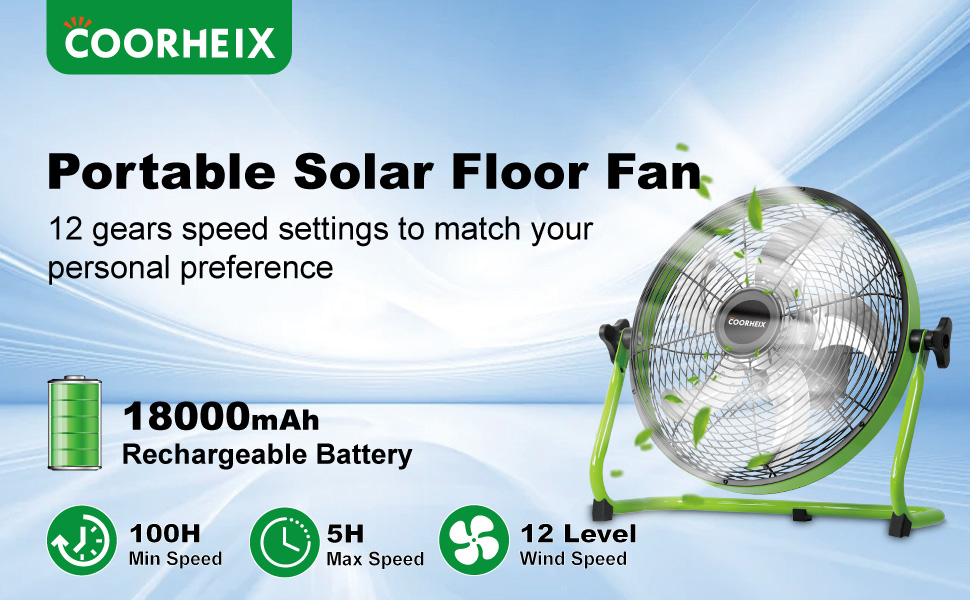 12'' Solar Floor Fan