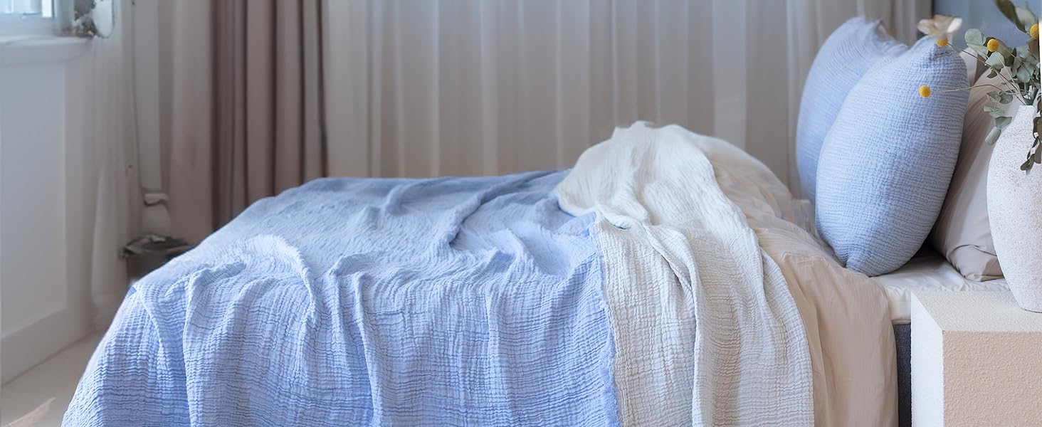 Muslin Bedspread & Pillowcases Set of 3