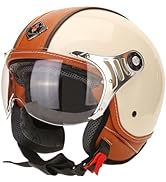 Qudas Retro Helmet of The Four Seasons Motorcycle Helmet Half Face Helmets for Men Women DOT Appr...