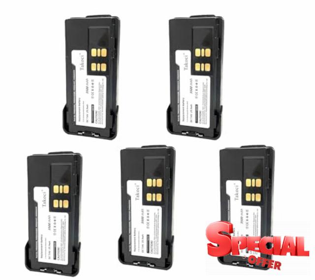 (5-Pack) PMNN4409AR Replacement for Motorola XPR7350 XPR7580 XPR7550 XPR3300 APX4000 APX1000 XPR3300 XPR3500 XPR7550 XPR7580 XPR7350 DP4400 PMNN4448 Two-Way Radio Battery