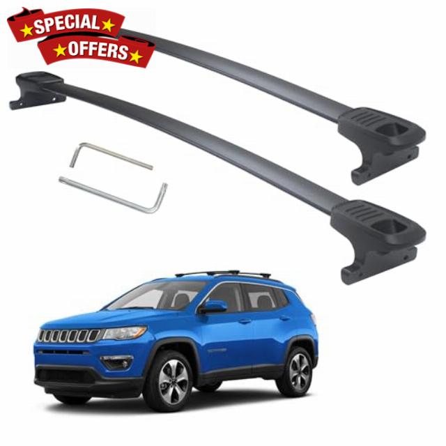 Autekcomma Heavy Duty 260lb Loading Weight Roof Rack Crossbars Compatible for Jeep Compass 2018-2024 Anti-Corrosion