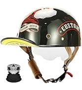 Qudas Baseball Cap Motorcycle Half Helmet, Vintage Street Adults Men Women Open Face Motorbike He...