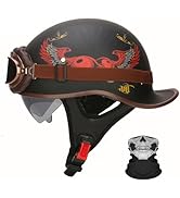Qudas German Motorcycle Half Helmet Visor Quick Release DOT Approved Helmet Bike Motorcycle Cruis...