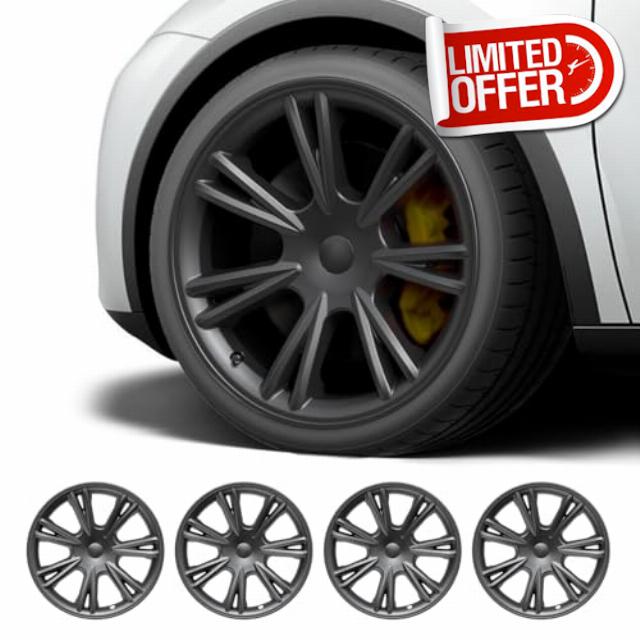 Wheel Cover for Model Y 19 Inch 2019 2020 2021 2022 2023 2024 Upgrade Abs Matte Black Hubcaps (Sports)