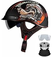 Qudas German Motorcycle Half Helmet Visor Quick Release Dot Approved Helmet Buckle Bike Cross-Cou...