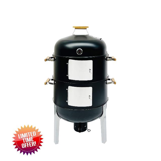 20.5" 3-in-1 BBQ Smoker Grill Built in Thermometer
