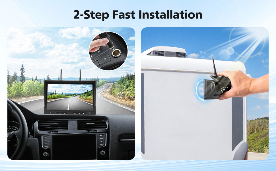WOOCARTY 10 inch magnetic solar backup camera system