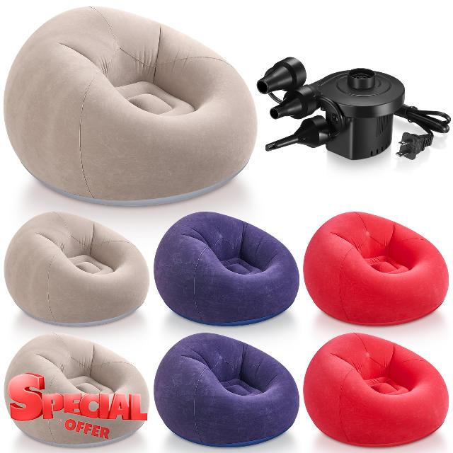 6 Pcs Bean Bag Chairs for Adults Inflatable Chairs with Electric Air Pump