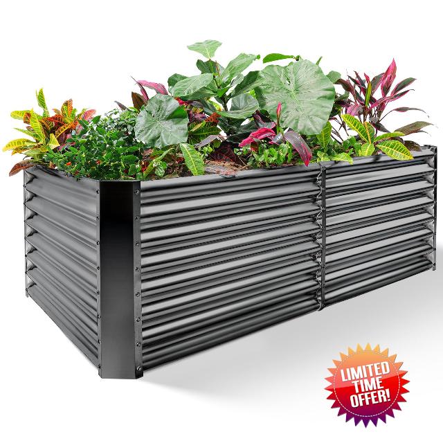 Land Guard 6×3×2 ft Galvanized Raised Garden Bed Kit