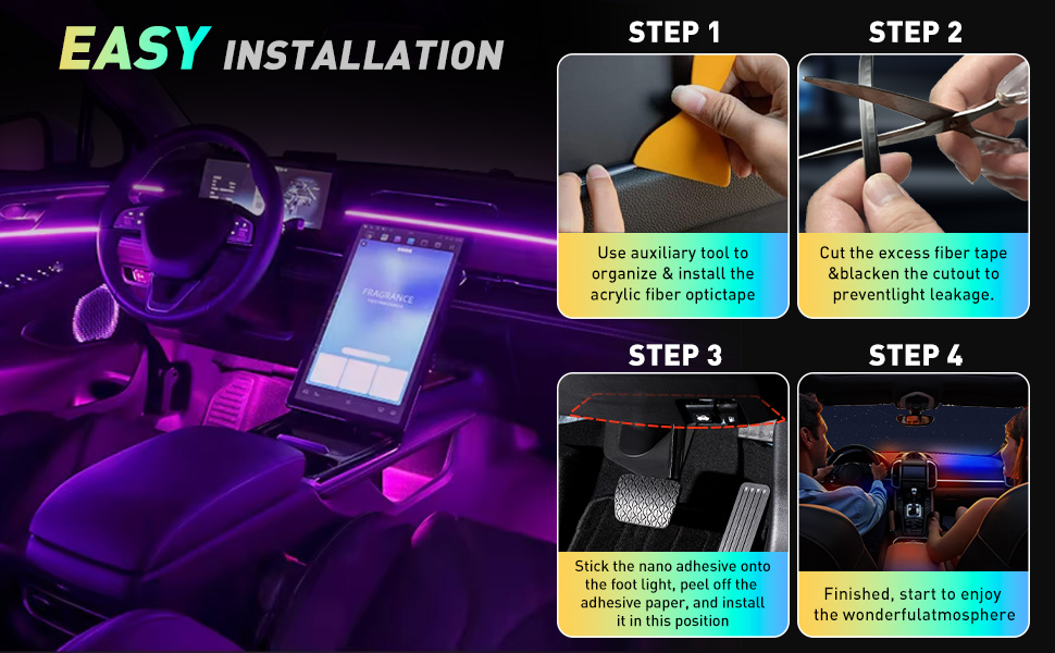 22-in-1: LED light strips, foot lights, storage lights, connecting wires, control buttons, etc.