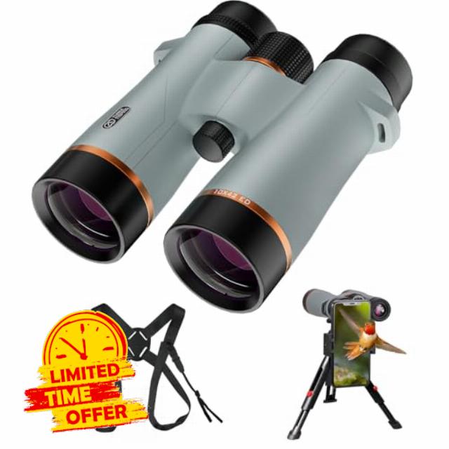 10x42 Professional ED Binoculars for Adults High Powered with Phone Adapter and Tripod