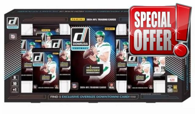 2024 Panini Donruss Football Trading Card Bundle Box (1 Oversized Downtown Card Per Box)