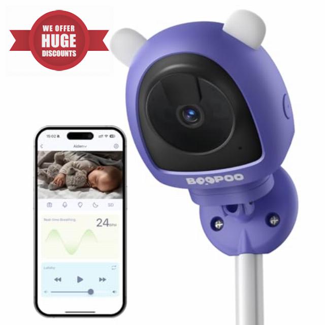 Smart Baby Monitor 2K with Breathing Monitoring (No Extra Fee)