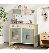 Babytronic Kids Play Kitchen, Wooden Kitchen Playset for Kids Ages 3+ with Realistic Lights, Soun...