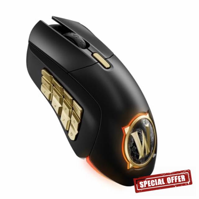 SteelSeries Aerox 9 Wireless: World of Warcraft Edition — Free in-Game Item — MMO Gaming Mouse — 18 Programmable Buttons — Lightweight — Bluetooth/2.4GHz — 18K DPI TrueMove Air Sensor