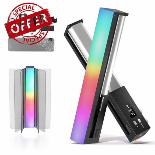 ZHIYUN CINEPEER C100 100W RGB Stick Light LED APP Control Video Light Wand Handheld 2700K-6500K CRI 95+ TLCI 98+ Continuous Output Lighting for 6 * 4500 mAh Photography 14.3" Tube Light Combo