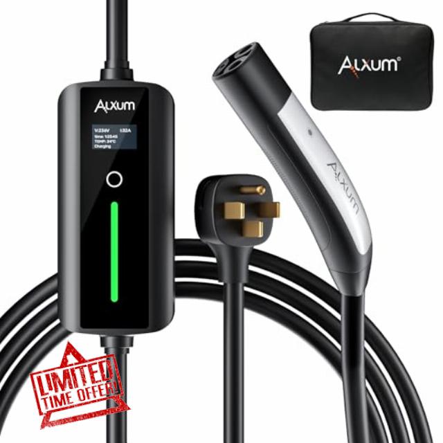 Alxum Level 2 Tesla Charger - 32Amp Tesla Portable Charger with 16.4 ft Cable for Home and Outdoor Mobile Connector with NEMA 14-50 Plug Compatible with All Models X/Y/3/S and Cybertruck