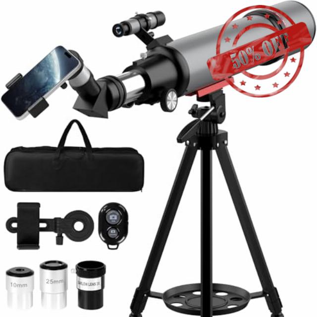 Aurosports Telescope for Adults High Powered - 90mm Aperture 600mm Refractor Telescope for Kids & Beginners -Portable Travel Telescope with Phone Adapter Tripod Wireless Remote & Carry Bag