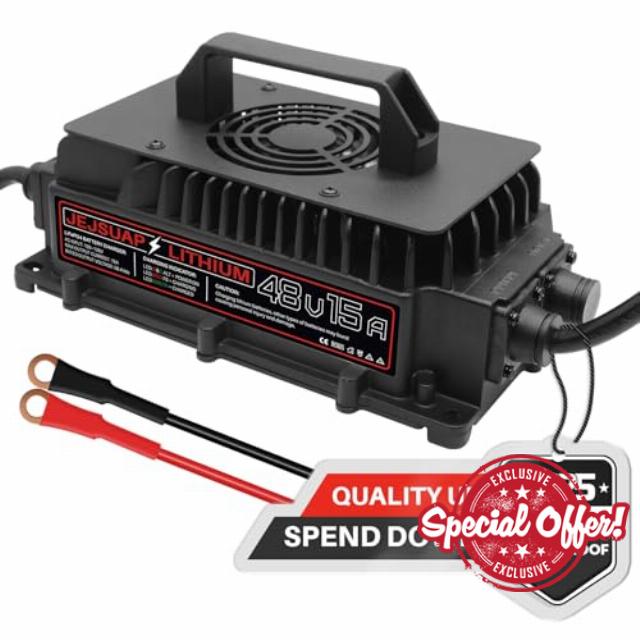 48V Lithium Golf Cart Battery Charger. 58.4 Volt 15 AMP LiFePO4 Charger