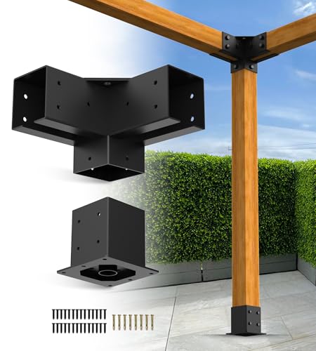 3-Way 90° Angle Brackets (4PCS) & 4x4 Post Base (4PCS)