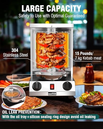 Gas Vertical Rotisserie with 2 Burners for Home