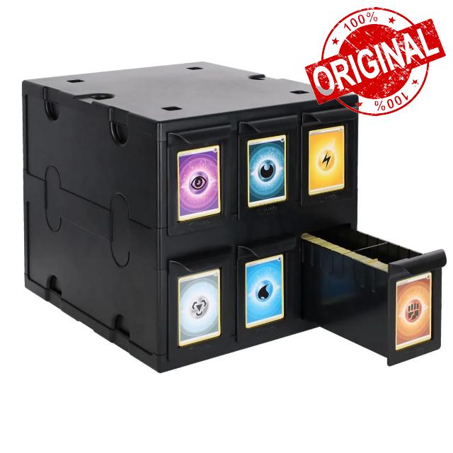 BCW 6 Drawer Trading Card Storage Catalog - Black | Plastic Trading Card Box | Holds 700 Sports Cards or 1150 Gaming Cards per Drawer | Stackable Card Organizer Box with Clear Card Partitions
