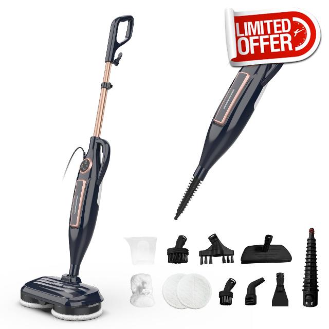 DEVOAC Scrubbing Steam Mop with Rotating Mop Pads