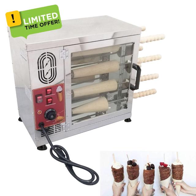 110V 3.2KW Electric Ice Cream Cone Oven Machine Commercial Chimney Cake Roll Oven Maker Chimney Bread Cake Oven with 16pcs Roll Tools for Restaurant Home Kitchen Snack Bar