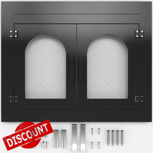 Fireplace Glass Door 37.5x30'' Fireplace Screen with Doors Mesh Fire Place Doors Fire Spark Guard Magnetic Doors Black Masonry Fireplace Fits Openings W 30-37''