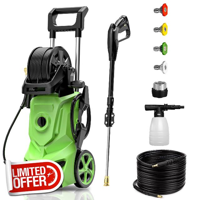 Electric Power Washer - 3000 PSI 2.6 GPM Pressure Washers with Foam Cannon and 4 Quick Connect Nozzles
