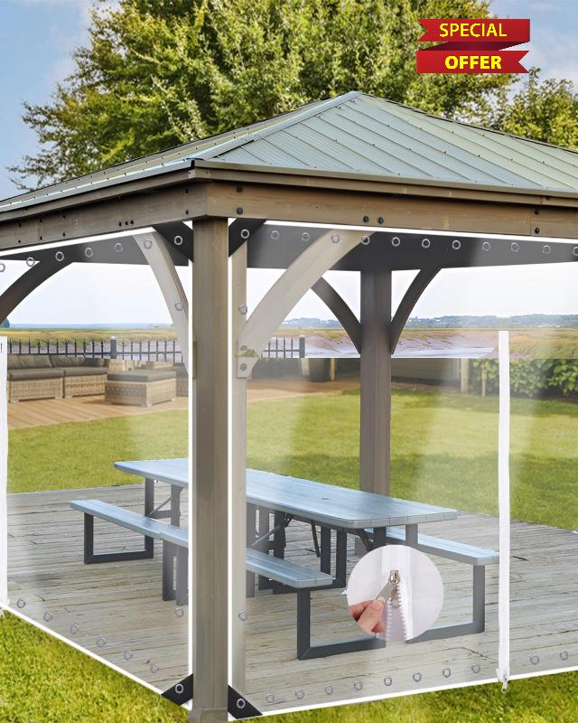 9'H x15'W Outdoor Vinyl Curtain 19oz Clear Tarps with Zipper