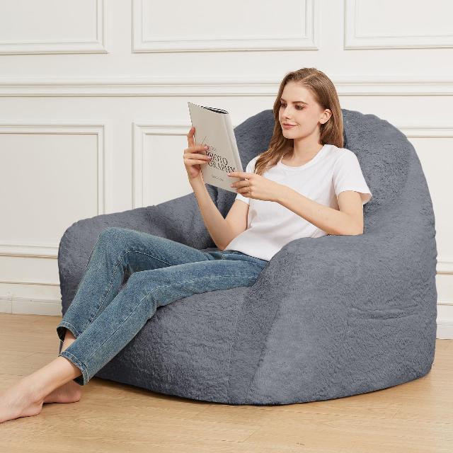 Giant Bean Bag Sofa Chair Bean Bag Chair with High Density Foam Filling Oversized Fluffy Bean Bag Couch for Audlts and Children with Armrests for Living Room