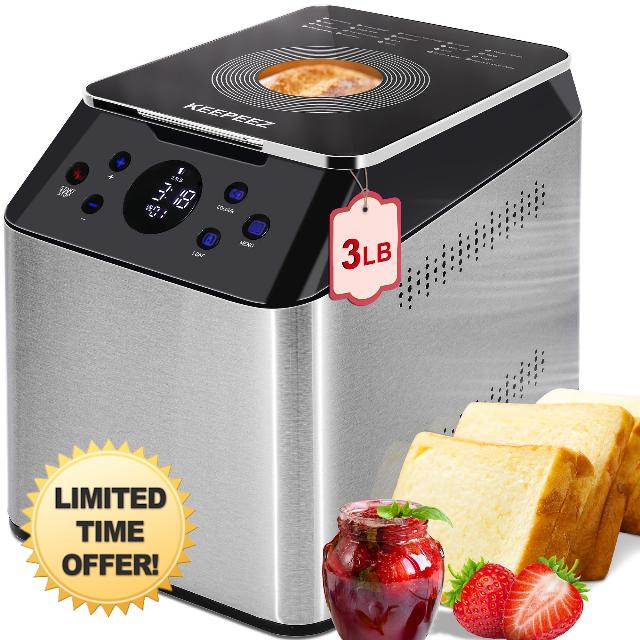 20-in-1 & 3LB Larger Stainless Steel Bread Maker Machine