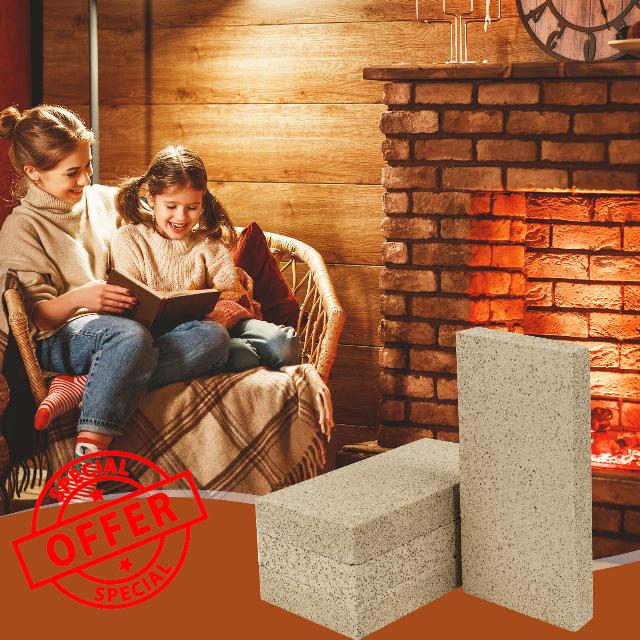 Fire Brick Insulating Fire Brick for Wood Stove 2200F Rated(Pack of 24) FireBrick Fireplace Brick Clay Firebricks Replacement for Grill Fireplace Fire Pit Kiln Pizza Oven (9"x4.5"x1.25")