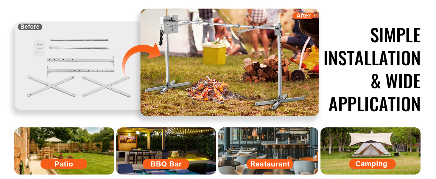 stainless steel rotisserie grilling kit