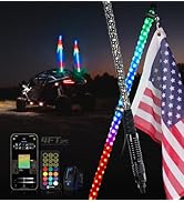 Xprite 2PC 3FT Spiral RGBW LED Whip Light with Spring Base, App & Remote Control Stop Turn Revers...