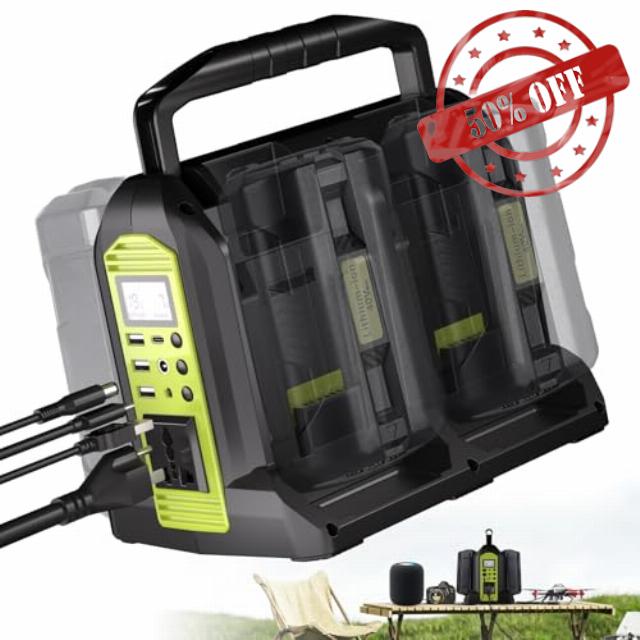 350W Power Inverter 4 Port Pure Sine Wave Inverter for Ryobi 40V Li-ion Battery