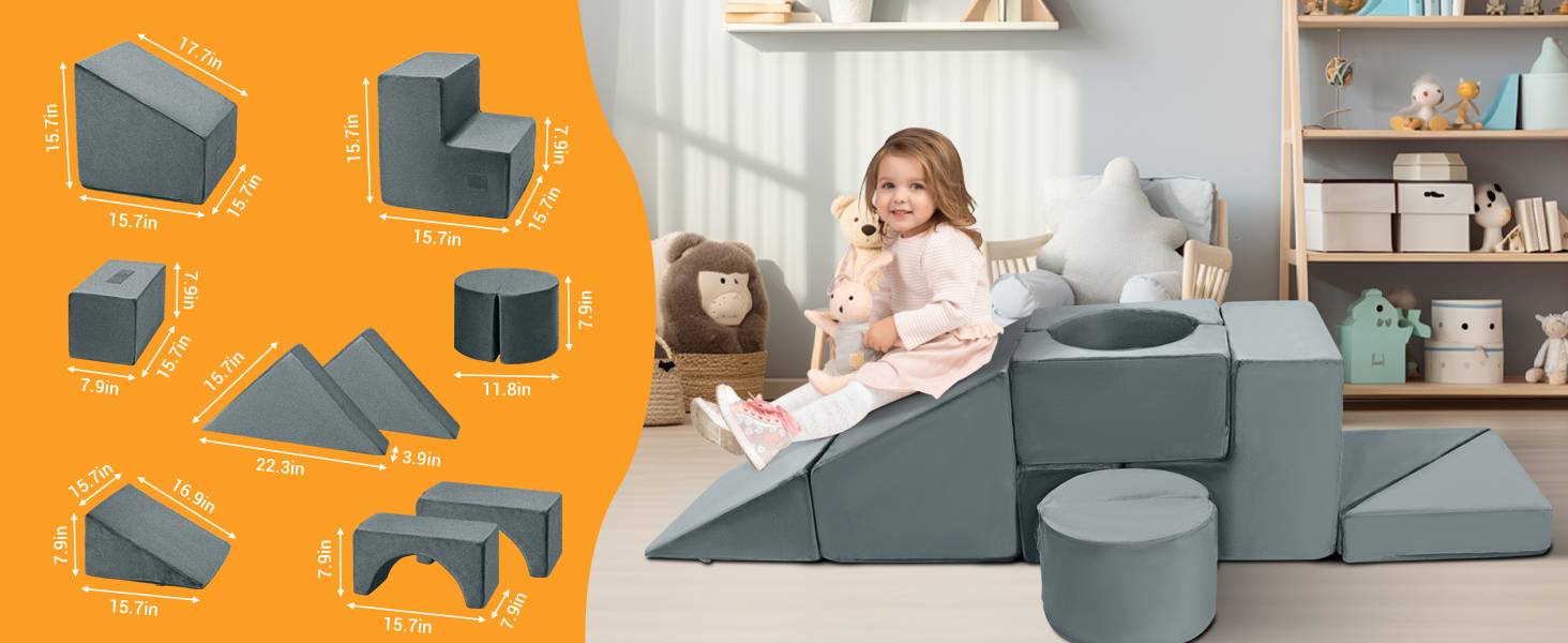 9pcs Baby Foam Climbing Blocks Indoor Play Gym Set