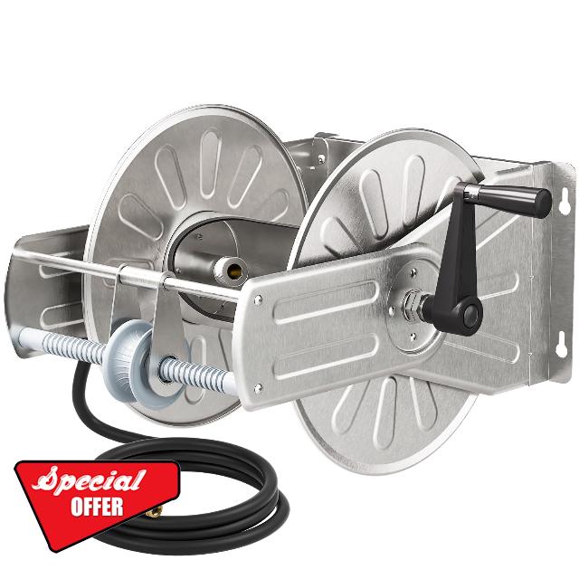 GREENER Stainless Steel Hose Reel For Outside
