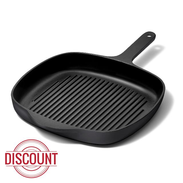 Caraway Enameled Cast Iron Grill Pan - 10.5” Grill Pan for Stovetop Cooking - 3 Layer Enamel Coating - No Seasoning Required - Compatible With All Stovetops - Free From Forever Chemicals - Charcoal