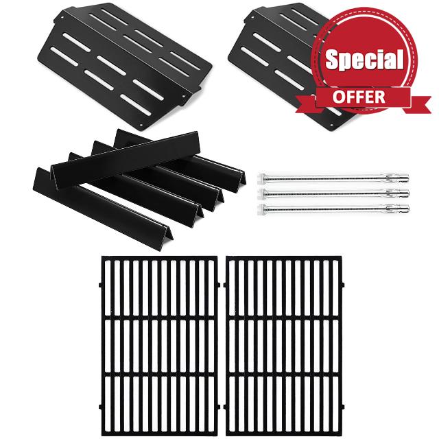 Genesis 300 E-310 Parts 7524 Grill Grate 7621 Flavorizer Bars Heat Deflectors Burner Tubes Replacement Parts for Weber Genesis E-310 E-330 S-330 S-310 E/S-320 Gas Grill GS4 Cooking Grates