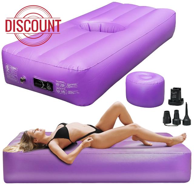 Newly Upgraded BBL Bed with Built-in Pump BBL Bed After Surgery For Sleeping Brazilian Butt Lift Recovery Pillow After Surgery Inflatable BBL Mattress with Hole For Post Surgery Recovery (Purple)