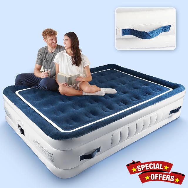 Air Mattress Queen with Built in Pump and 4 Portable Handles