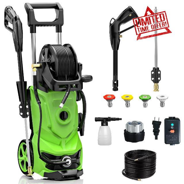 3000 PSI Electric Pressure Washer - 2.6 GPM Electric Power Washer with 4 Different Pressure Nozzle