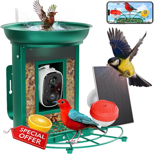 Bird Feeder Camera with Bathtub