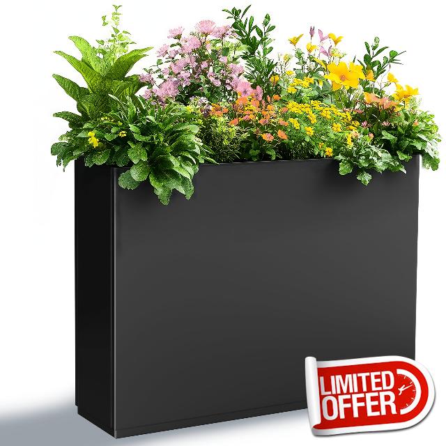 Metal Planter Boxes Outdoor Rectangular Planter 35" L x 9" W x 26" H