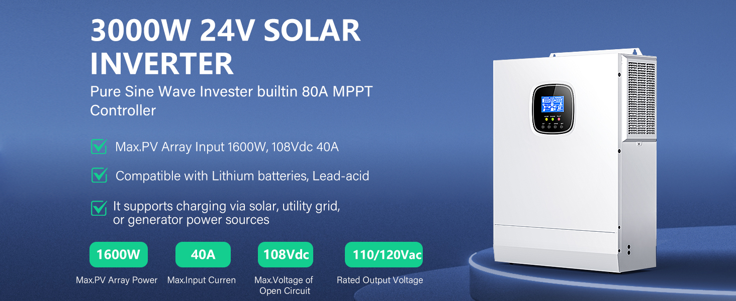 3000W solar inverter 48v 5000W inverter 10000w hybrid inverter 24V solar generator 3000w